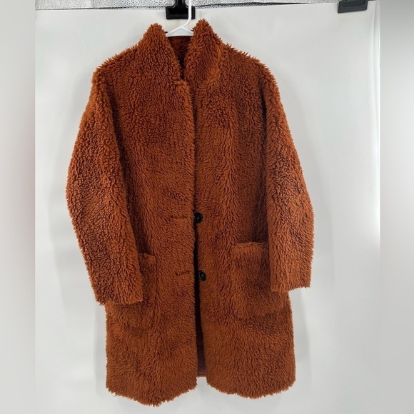 ZARA BRANDY DOUBLE-SIDED FAUX FUR COAT LUSH Teddy Oversized high collar JACKET M - Picture 4 of 11